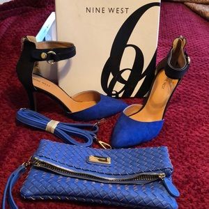 Nine West Shoes - Leather blue and black zipper back pumps Nine West Shoes - Leather blue and black zipper back pumps